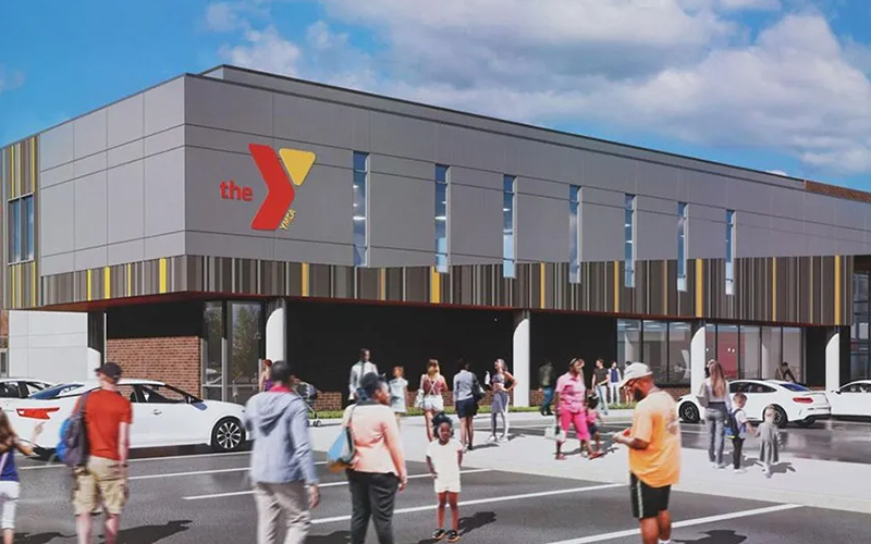 Hammond's new YMCA with people outside