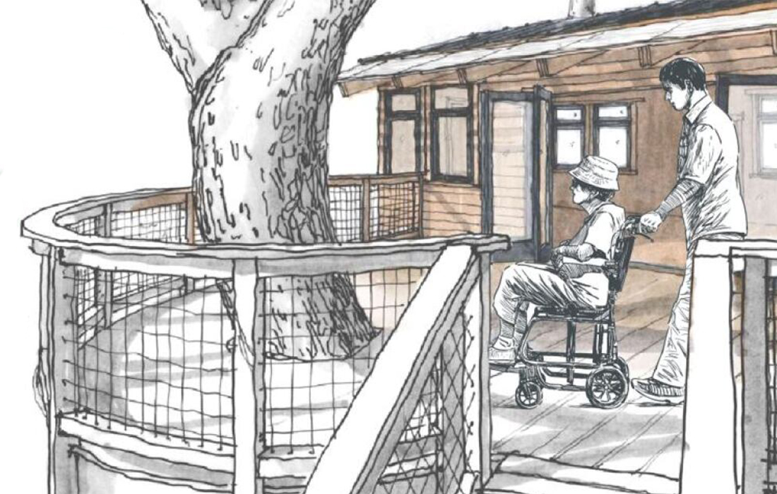 A sketched drawing of Opportunity Enterprises Lake Eliza Campus Tree House
