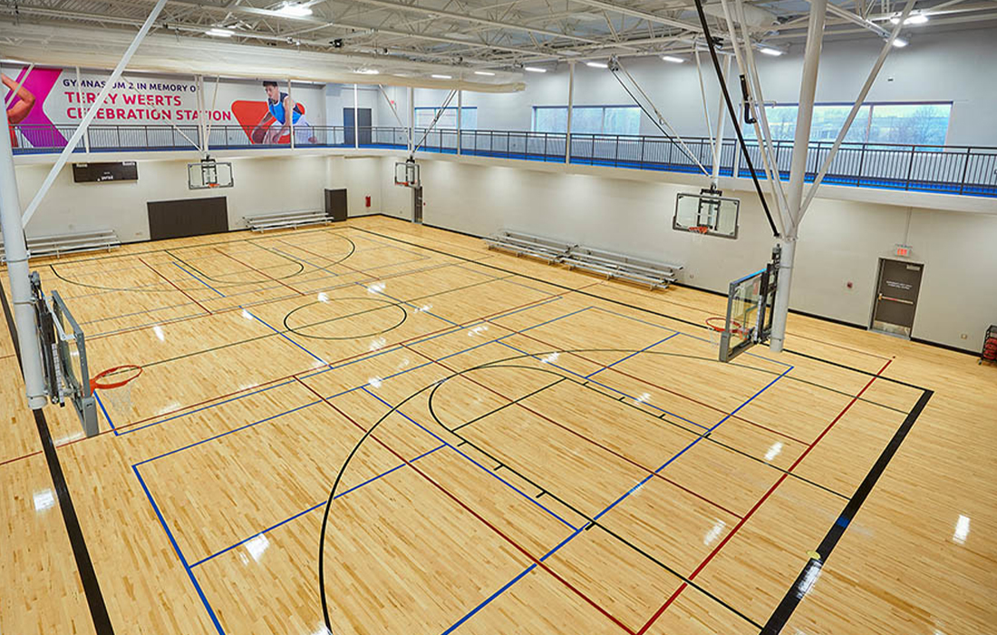 Indoor basketball courts at Southlake YMCA